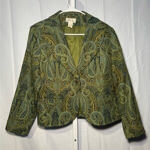 Dressbarn Green Paisley Blazer Size 14